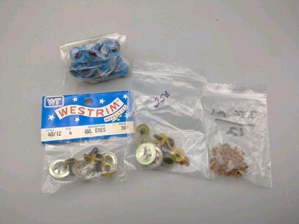 Vintage Lot NOS Westrim Crafts Cat Eyes- Owl Eyes Metal Backs Ceramics